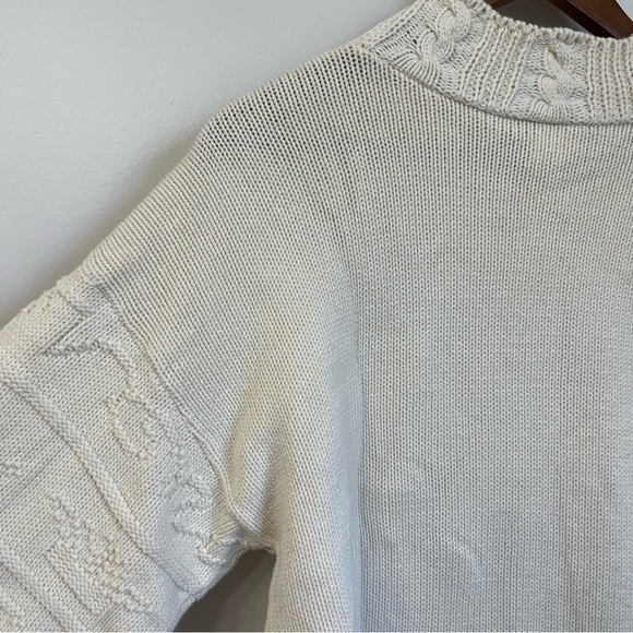 Vintage Sweater 100% Cotton Mockneck Textured Knitwear Made in USA Cream Size S - Picture 4 of 13